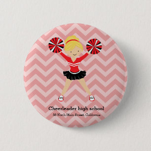 Cheerleader, choose your own background colour 2 inch round button