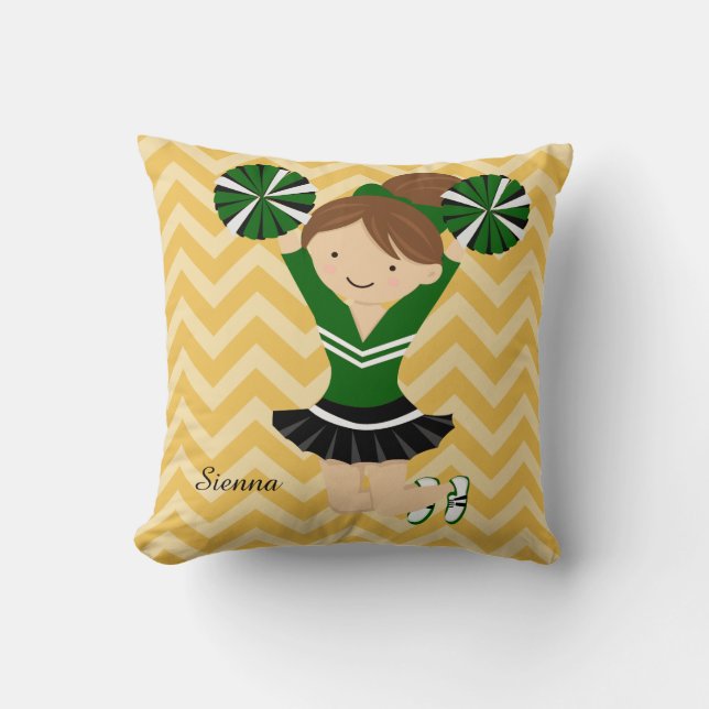 Cheerleader, choose your own background colour throw pillow (Front)