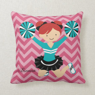 Cheerleader, choose your own background colour throw pillow