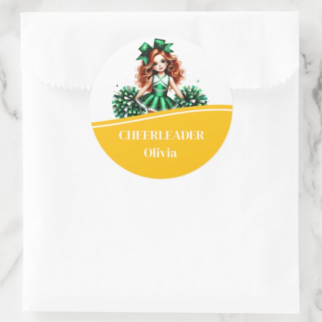 Cheerleader  classic round sticker (Bag)