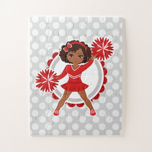 Cheerleader - Cute Red African American Cheer Jigsaw Puzzle (Vertical)