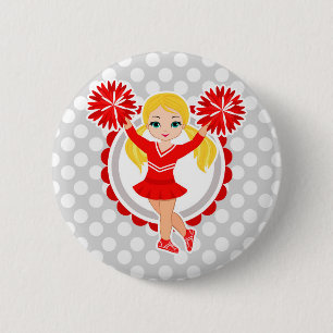 Cheerleader - Cute Red Blonde Cheer 2 Inch Round Button
