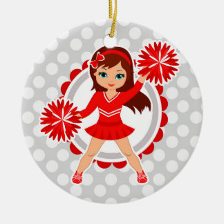 Cheerleader - Cute Red Brunette Cheer Ceramic Ornament