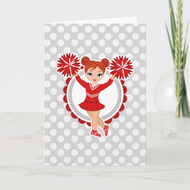 Cheerleader - Cute Red Redhead Cheer Card (Front)