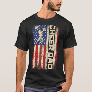 Cheerleader Dad  Cheer Dad American US Flag Father T-Shirt