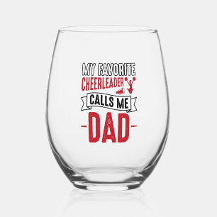 Cheerleader Dad Vintage Engraving Shirt Design_1 Stemless Wine Glass