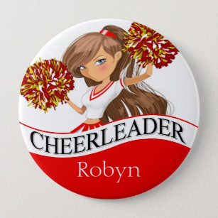 Cheerleader DIY choose your school colours   red 4 Inch Round Button