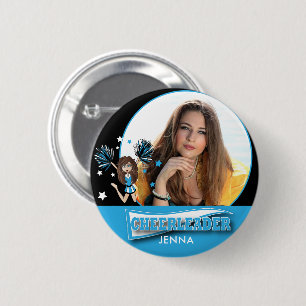 Cheerleader - DIY Photo - Baby Blue 2 Inch Round Button
