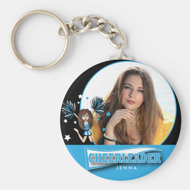 Cheerleader - DIY Photo -  Baby Blue Keychain (Front)