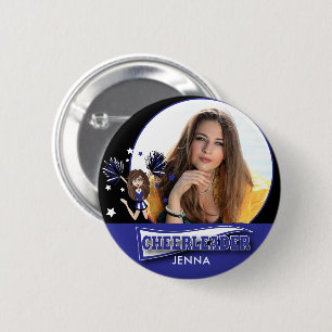 Cheerleader - DIY Photo -  Dark Blue 2 Inch Round Button