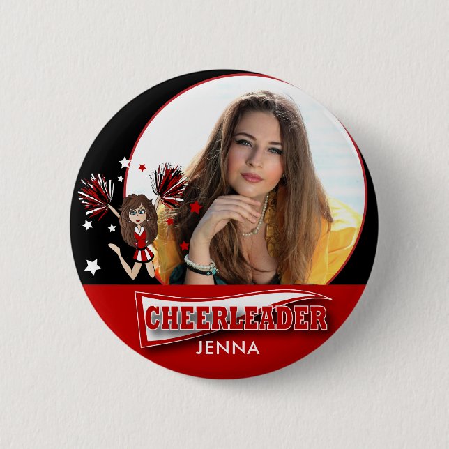 Cheerleader - DIY Photo -  Red 2 Inch Round Button (Front)