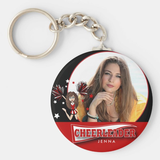 Cheerleader - DIY Photo -  Red Keychain (Front)