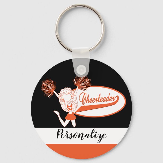 Cheerleader - DIY Text -  Orange Keychain (Front)
