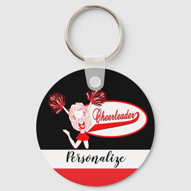 Cheerleader - DIY Text -  Red Keychain (Front)