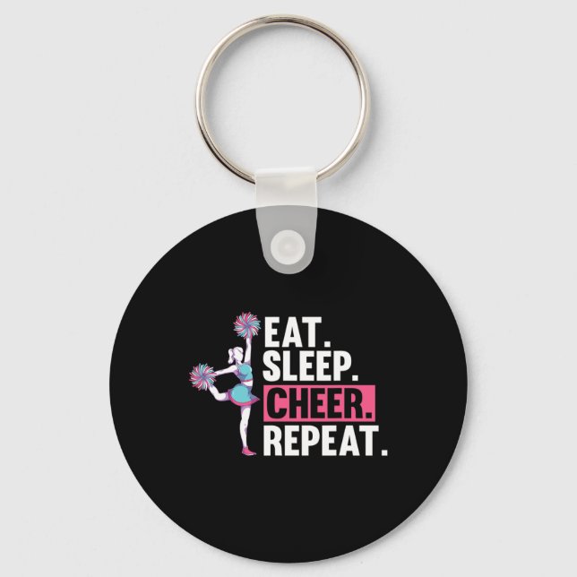 Cheerleader Eat Sleep Cheer Repeat Cheering Cheerl Keychain (Front)