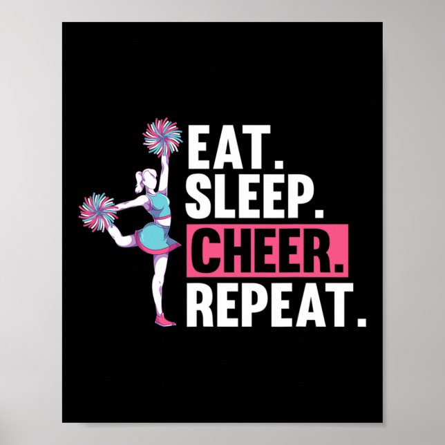 Cheerleader Eat Sleep Cheer Repeat Cheering Cheerl Poster (Front)