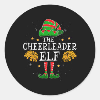Cheerleader Elf Matching Team Christmas Funny Chee Classic Round Sticker