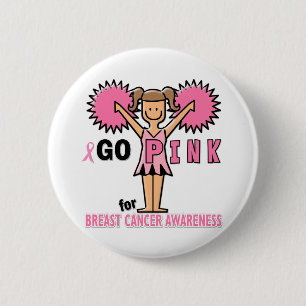 Cheerleader for Breast Cancer Awareness 2 Inch Round Button
