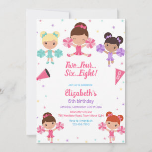 Cheerleader Girl Birthday Invitation