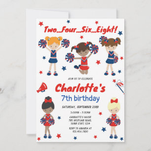Cheerleader Girl Birthday Party Invitation