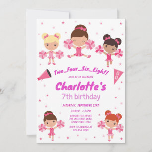 Cheerleader Girl Birthday Party Invitation