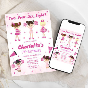 Cheerleader Girl Birthday Party Invitation
