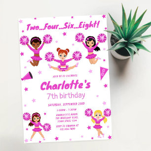 Cheerleader Girl Birthday Party Invitation