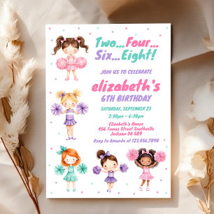 Cheerleader Girl Birthday Party Invitation