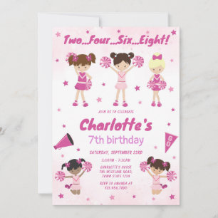Cheerleader Girl Birthday Party Invitation