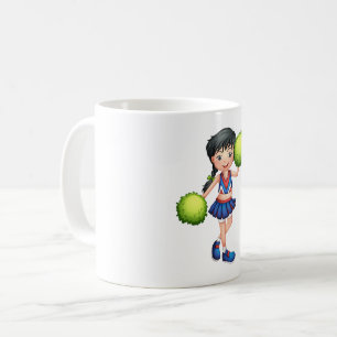 Cheerleader Girl with Pom Poms Fun Sports Spirit Coffee Mug