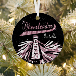 Cheerleader 📣 💖 Glam- Black and Pink 2 Metal Ornament