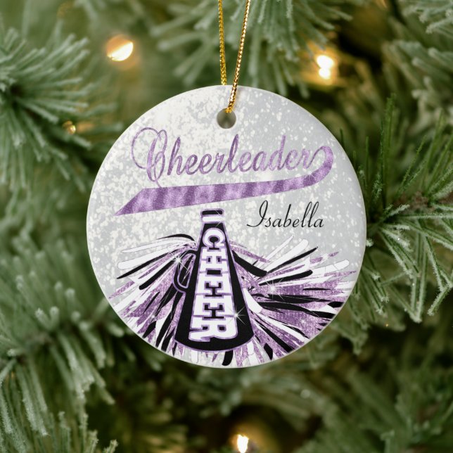 Cheerleader 📣 💖 Glam - Purple  Ceramic Ornament (Tree)