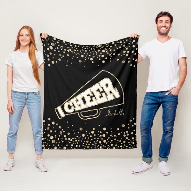 Cheerleader 📣💖 - Gold Dots and Black Fleece Blanket (In Situ)