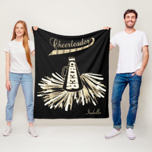 Cheerleader 📣💖 - Gold Glitter and Black Fleece Blanket