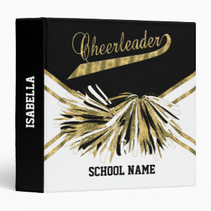 Cheerleader -Gold Glitter, Black and White Binder