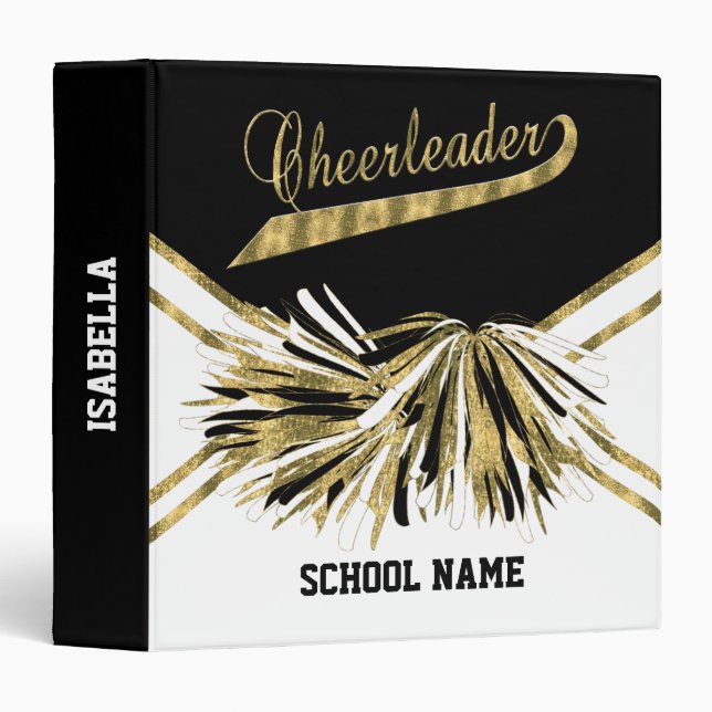 Cheerleader -Gold Glitter, Black and White Binder (Front/Spine)