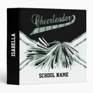 Cheerleader - Green Glitter, Black and White Binder