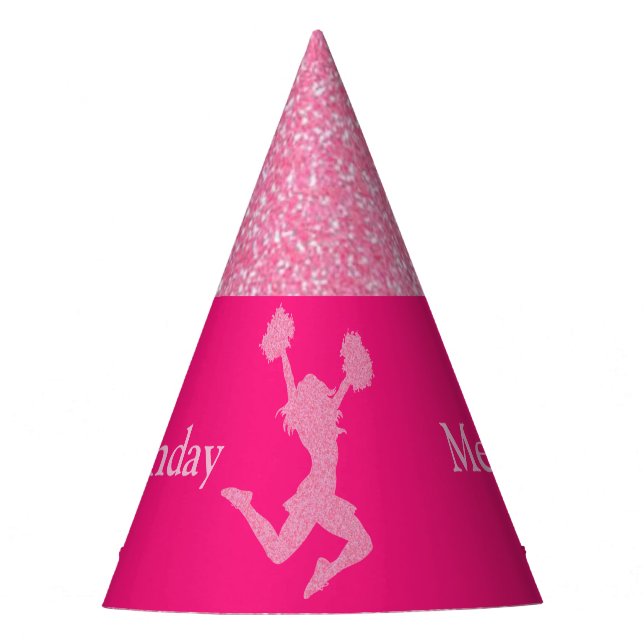 Cheerleader "Happy Birthday" Glitter Party Hat (Front)