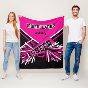 Cheerleader  📣 - Hot Pink, White & Black Fleece Blanket
