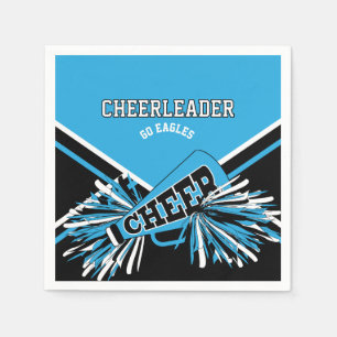 Cheerleader in Baby Blue, White and Black Napkin
