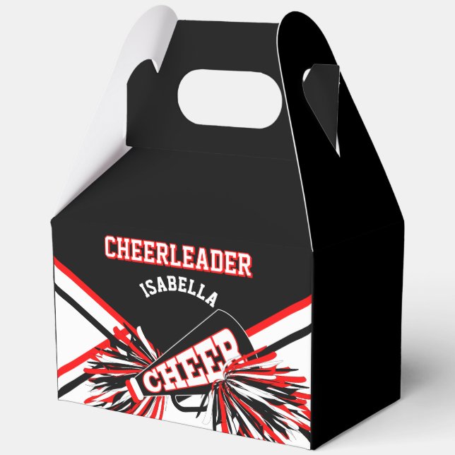 Cheerleader in Black, White and Red Favor Box (Front)