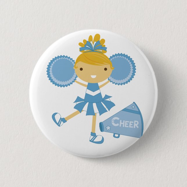 Cheerleader in Blue 2 Inch Round Button (Front)