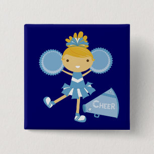 Cheerleader in Blue 2 Inch Square Button