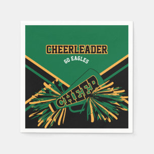 Cheerleader in Dark Green, Gold and Black Napkin