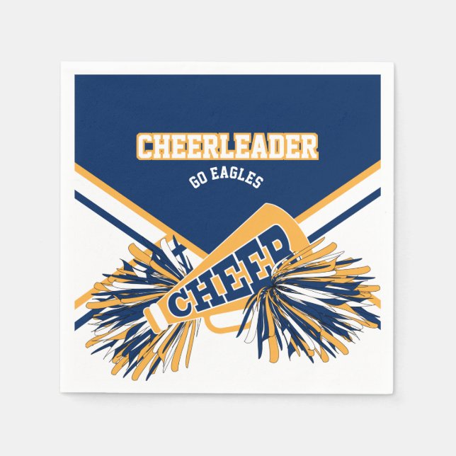 Cheerleader in Gold, White and Blue Napkin (Front)