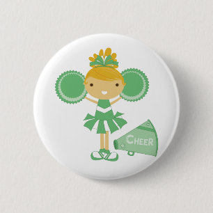 Cheerleader in Green 2 Inch Round Button
