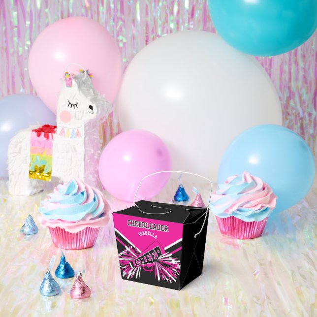 Cheerleader in Hot Pink, White and Black Favor Box (Party)