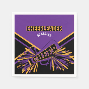 Cheerleader in Purple, Gold and Black Napkin