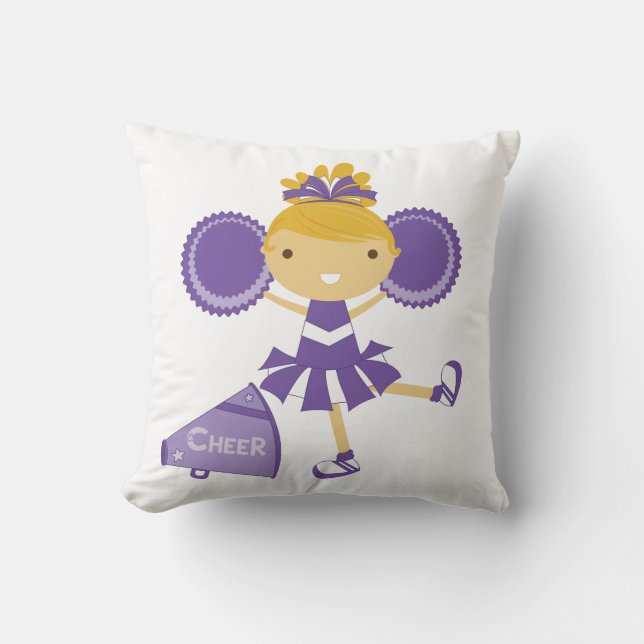 Cheerleader in Purple Throw Pillow (Front)
