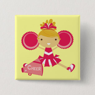 Cheerleader in Red 2 Inch Square Button